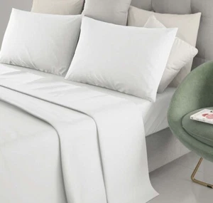Completo Letto Singolo Cotone Irge Lenzuola Tinta Unita Bianco - Foto 1 di 1