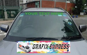 AUTO VAN GRÜN FARBE INDIVIDUELLER TEXT EINZEILIGER SCHEIBENAUFKLEBER 60cm 600mm BREIT - Bild 1 von 3
