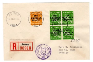 1941 Finland Karelia registered from Aunus to Lund, Sweden cover - Picture 1 of 2
