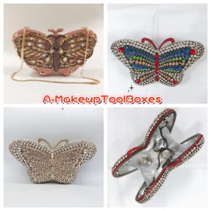 Crystal Butterfly Shaped Party Evening Wedding Bridal Clutch Bag Minaudiere C74 - Picture 1 of 22