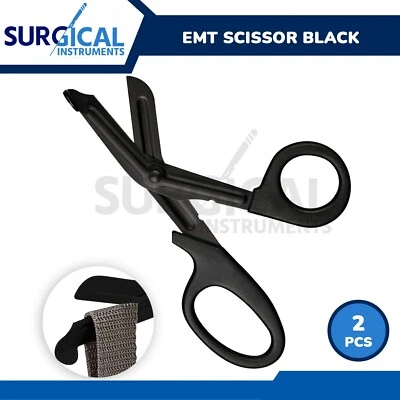 2 PARAMEDIC EMT TRAUMA SHEARS SCISSORS FIRST AID 5.5" Black finish German Grade - Image 1 of 4