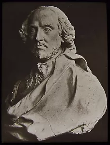 Glass Magic Lantern Slide BUST OF WILLIAM SHAKESPEARE C1900 PHOTO - Picture 1 of 2