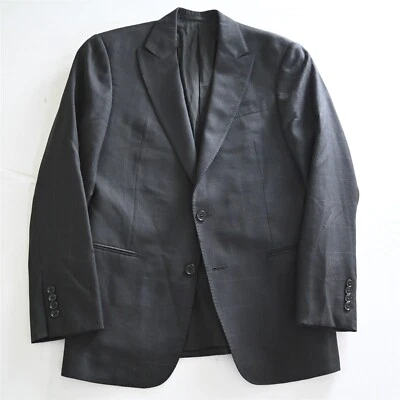 Armani Collezioni G Line 38R Black Windowpane Wool Peak Suit Jacket Sport Coat - Image 1 of 4