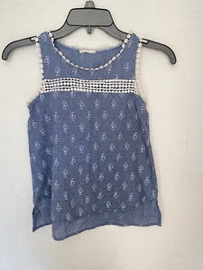 Girls Shirt blue and white Size 7 Small Used_ - Picture 1 of 3