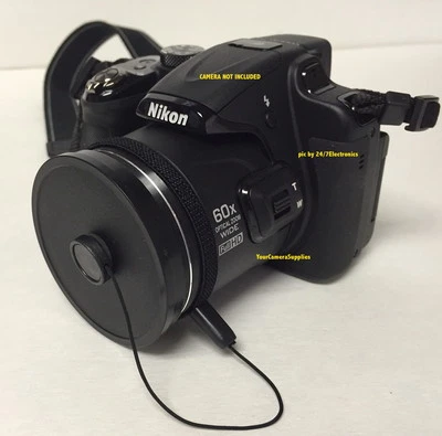 SLIP-ON FRONT LENS CAP DIRECTLY TO CAMERA NIKON COOLPIX P600 P610 P 600 + HOLDER - Image 1 of 4