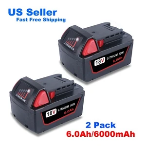 PAQUETE DE 2 baterías de capacidad extendida Milwaukee M18 litio XC 6.0 AH 48-11-1860 - Imagen 1 de 7