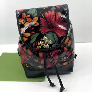 Patricia Nash Seluci Backpack Leather Purse Bag Tropical Escape Black Floral NWT - Picture 1 of 11