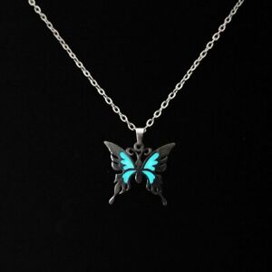 2022 Butterfly Glow In The Dark Stainless Steel Pendant Necklace Women Jewelry