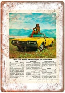 1968 Oldsmobile 4-4-2 Convertible Vintage Ad Retro Look Metal Sign A5163 - Picture 1 of 1