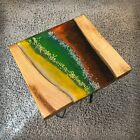 Epoxy Live End Table / Side Table / Epoxy Sand River / Natural Edge Side Table
