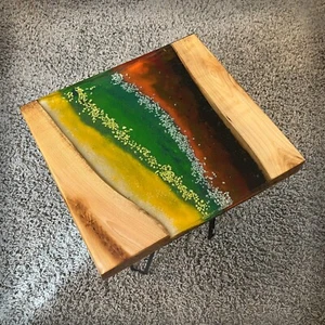 Epoxy Live End Table / Side Table / Epoxy Sand River / Natural Edge Side Table - Picture 1 of 6