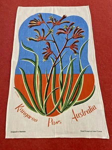 Vintage Tea Towel Kangaroo Paws Australia Pattern Kitchen Chris Lambkin Art Gift - Foto 1 di 14
