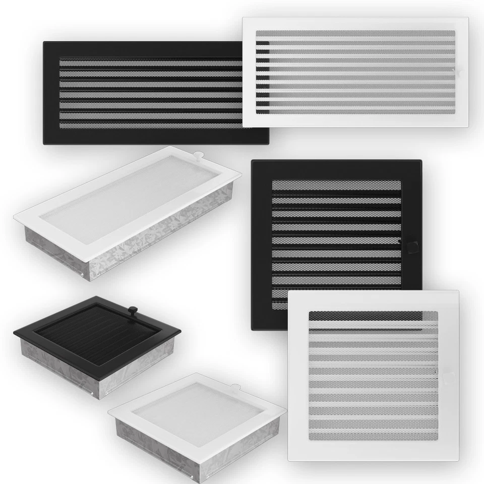 KS24 Warmluftgitter weiß schwarz vers. Größen pulverbeschichtet Kamin Ofen Herd Gitte