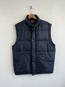 Ralph Lauren Polo Navy Down Gilet Puffer Bodywarmer Vest Size Medium FLAW - Picture 1 of 9