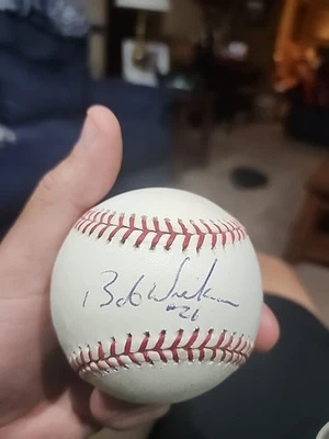 BOB WICKMAN YANKEES/INDIANS SIGNED AUTOGRAPHED M.L. BASEBALL Auto  Foto 1 de 4