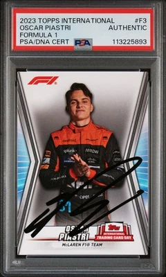 OSCAR PIASTRI SIGNED F1 TOPPS NATIONAL TRADING CARD DAY CARD 2023 PSA AUTHENTIC - Image 1 of 2