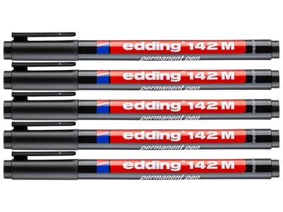 5 x Edding 142 M OHP-Marker schwarz permanent 1 mm 142M-001 - Bild 1 von 4