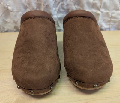 a.n.a  A New Approach Glenna Faux Suede Clogs Cognac Brown Size 9.5 Woman's - Image 1 of 4