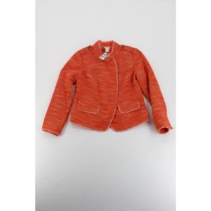 NWT Chicos orange knit fringe preppy elegant full zip jacket womens small career - Picture 1 of 7