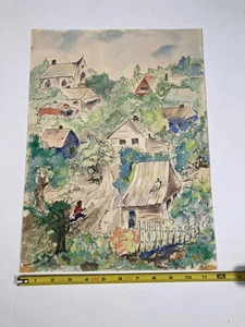 Vintage Fort Worth Texas Circle BROR UTTER Student Painting Black Americana - Bild 1 von 5