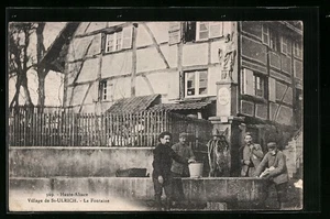 AK St. Ulrich, Der Brunnen und Herrengruppe - Bild 1 von 2