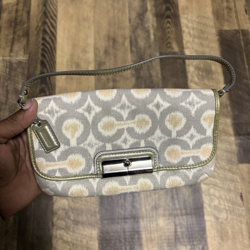 Borsa Coach Kristin Op Art Signature IKAT grande pochette da polso