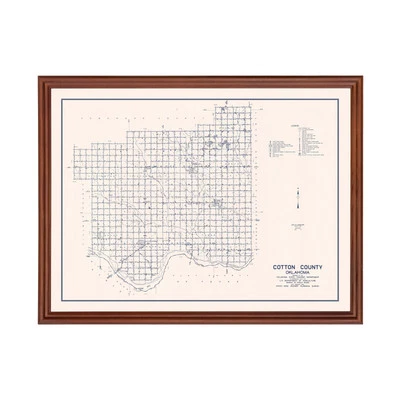 Old Map of Cotton County, OK 1936 - Vintage Oklahoma Art - Image 1 of 4