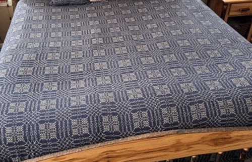 New Primitive Colonial TAN NAVY BLUE QUEEN COVERLET Bedspread Cover - Image 1 of 1