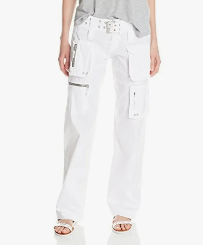 Pantalones cargo Johnny Was Pete & Greta Marika para mujer 8 bolsillos marfil Boho Lagenlook Foto 1 de 2