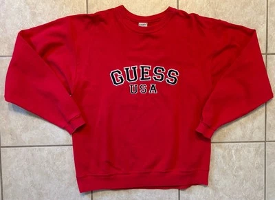 Vintage 90’s Guess Jeans Men’s Big Logo Crewneck Sweatshirt Size Large Made USA - Image 1 of 4
