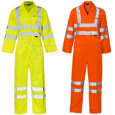 SUPERTOUCH Hi Vis Coverall Reflective Work Overall Polycotton Boiler Suit - Image 1 of 2