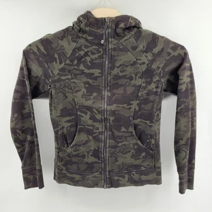 Lululemon Scuba Hoodie Damen Größe 10 durchgehender Reißverschluss Tarnmuster sportliche Kapuzenjacke - Bild 1 von 7