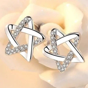 925 Sterling Silver Earrings Women Crystal Gift Small Stud Jewellery Girl Tiny - Picture 1 of 3
