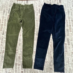 Mini Boden Girls 10 Y Corduroy Pants Pull On Waist Lot of 2 Pairs Green Blue - Picture 1 of 9
