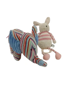 Bundle Little Jellycat 2 Soft Toys Striped Elephant and Pink Bunny Plush - Picture 1 of 17