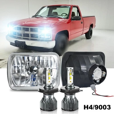 For GMC C1500 C2500 C3500 79-86 Chrome 7x6" 5x7" inch LED Headlight Hi-Lo Beam - Image 1 of 4