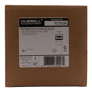 NEW HUBBELL RCT600NI 15A 125V USB TRIPOWER POP UP SURFACE MOUNT NICKEL COLOR - Picture 1 of 1