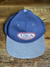 Vintage Speedo SnapBack Hat American Made In USA Blue Gray