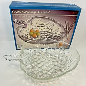VTG Indiana Glass Crystal Happenings Salad Serving Bowl Grapevine (No Spoons) - Picture 1 of 7