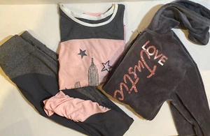 Girls Justice Love/ NYC  Pink/Gray Set (Hoodie, Shirt,  and Pants) Size 10 - Picture 1 of 13