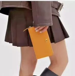 Coach Buttercup Akkordeon Handy Geldbörse poliertes Kiesel Leder Reißverschluss CC489 Neu - Bild 1 von 20