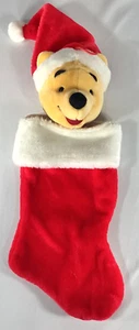 Winnie Puuh Weihnachtsstrumpf 3D Plüschkopf Nikolausmütze rot weiß gelb gebraucht, in einwandfreiem Zustand - Bild 1 von 3