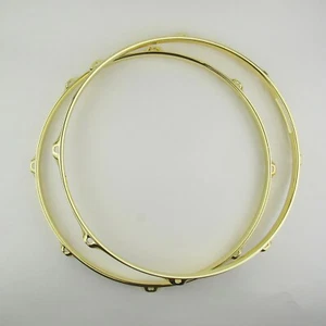 2 PCS 14" Drum Hoops Snare Drum Hoops 8 Lug 2.3mm BRASS 1 Batter 1 Snare - Picture 1 of 2
