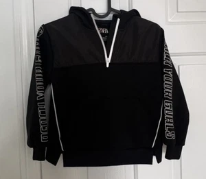 Zara Black Sporty Sweatshirt For Kids Sz 8 - Picture 1 of 8