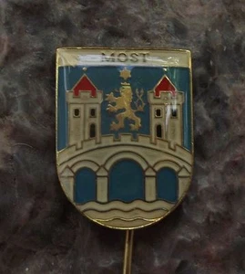 Most Ancient Czechoslovak Bridge Heraldic Crest Coat of Arms Shield Pin Badge - Picture 1 of 2