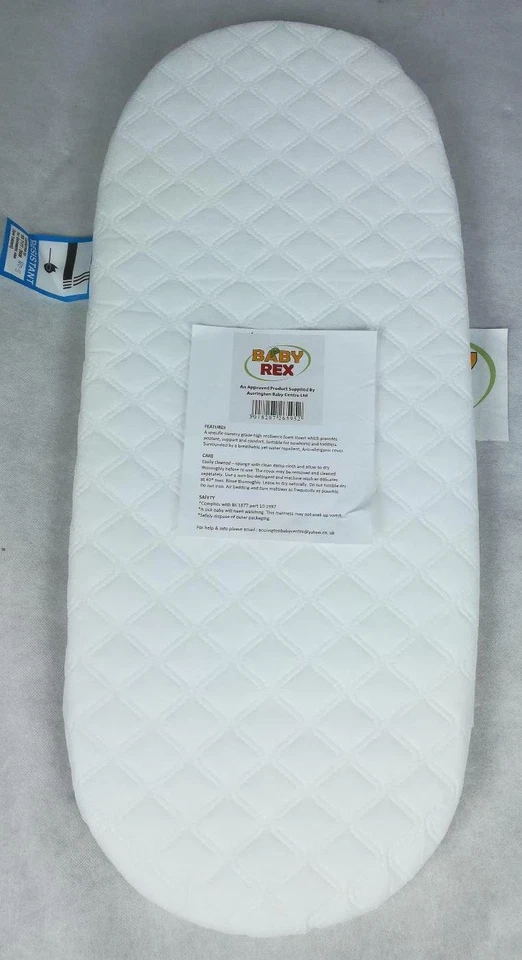 A B C QUILTED COVER MOSES BASKETS MATTRESS 74 X 28 CM FULLY BREATHABLE