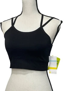Sujetador deportivo Zella Lotus de doble correa en negro, talla L - Imagen 1 de 11
