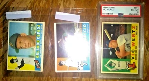 VINTAGE 1960 TOPPS LOT OF 3: VIC WERTZ PSA 6 HOFS ORLANDO CEPEDA LUIS APARICIO - Picture 1 of 3