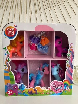 ⚜️ Coffret 5 Poneys Licornes Colorés + Accessoires Neuf Style Mon Petit Poney - Photo 1/4