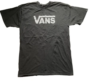 Black Vans Mens T Shirt Sz L Large Short Sleeve Crew Neck Solid Black Excellent - Picture 1 of 9